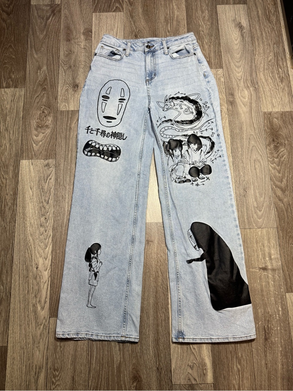 Studio Ghibli Spirited Away Graphic Flared Jeans Womens 5